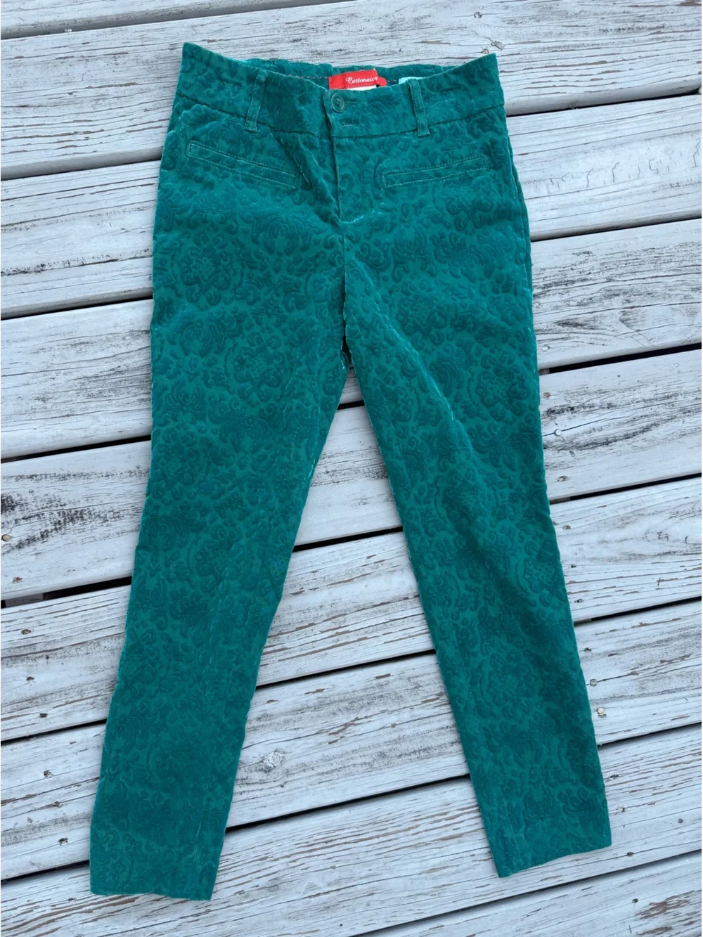 Cartonnier Charlie Ankle Teal Jacquard Ankle Pants Anthropologie sz 2